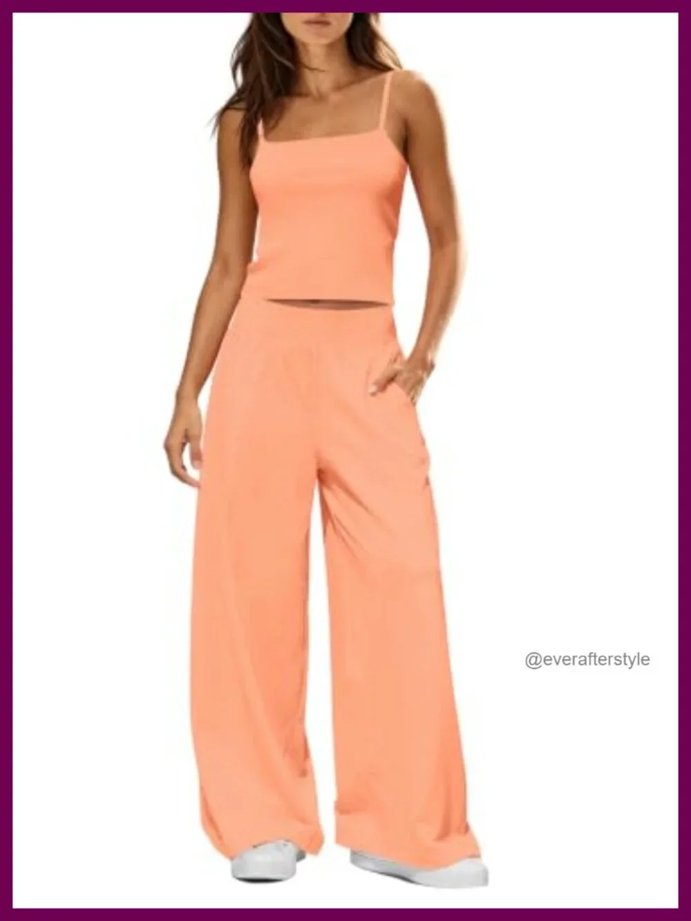 Women's Lounge Set with Built-In Bra Tank and Wide Leg Pants